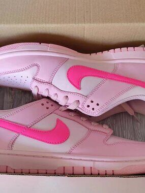 Nike Pink Low-Top Athletic Shoes with Hot Pink Swoosh